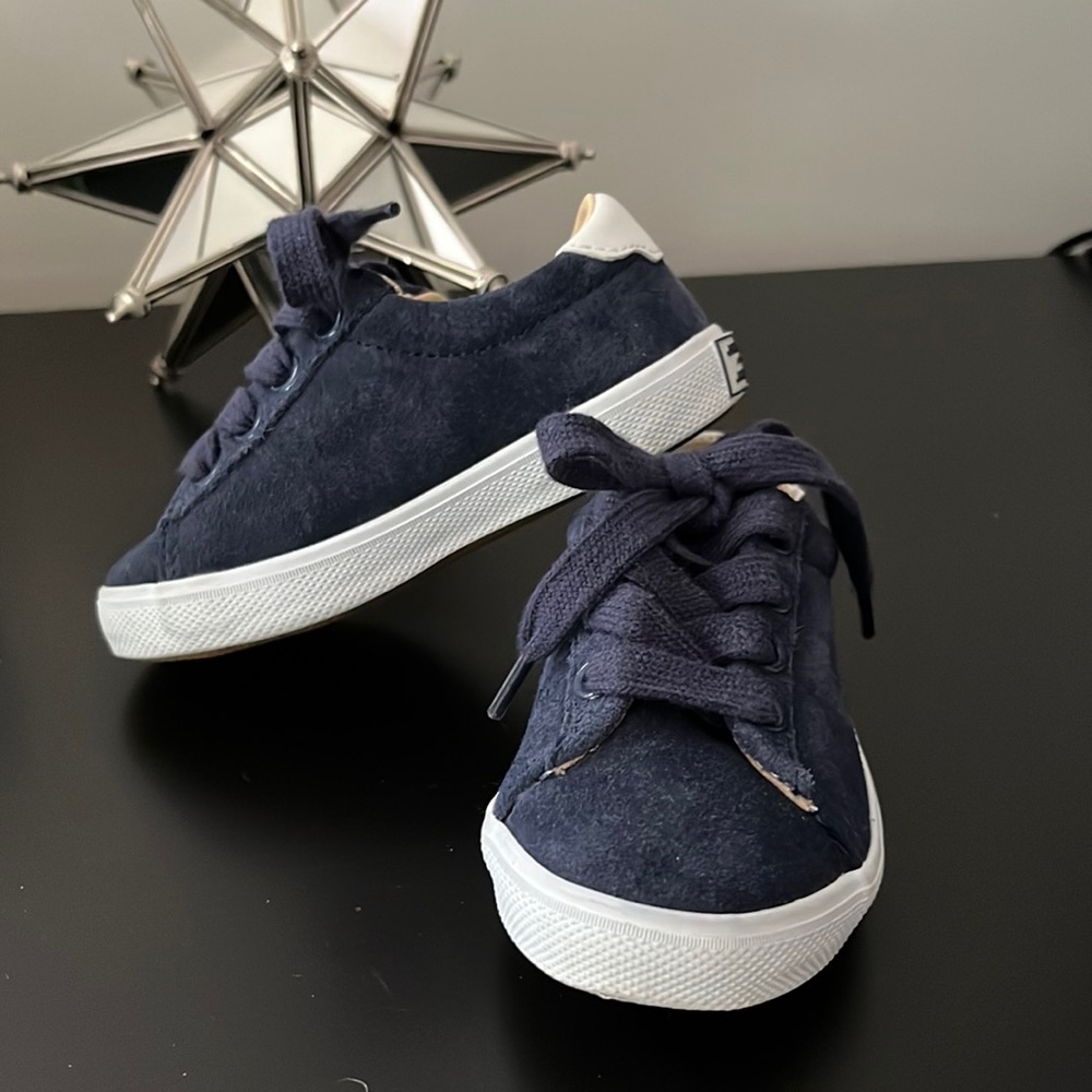 Blue suede sneakers